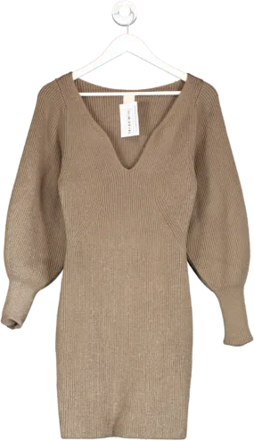 H&M Brown Wide Sleeve Knitted Dress UK S