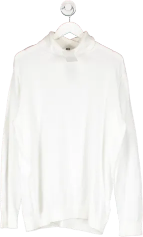 H&M White Slim Fit Fine Knit Polo Neck Jumper UK L