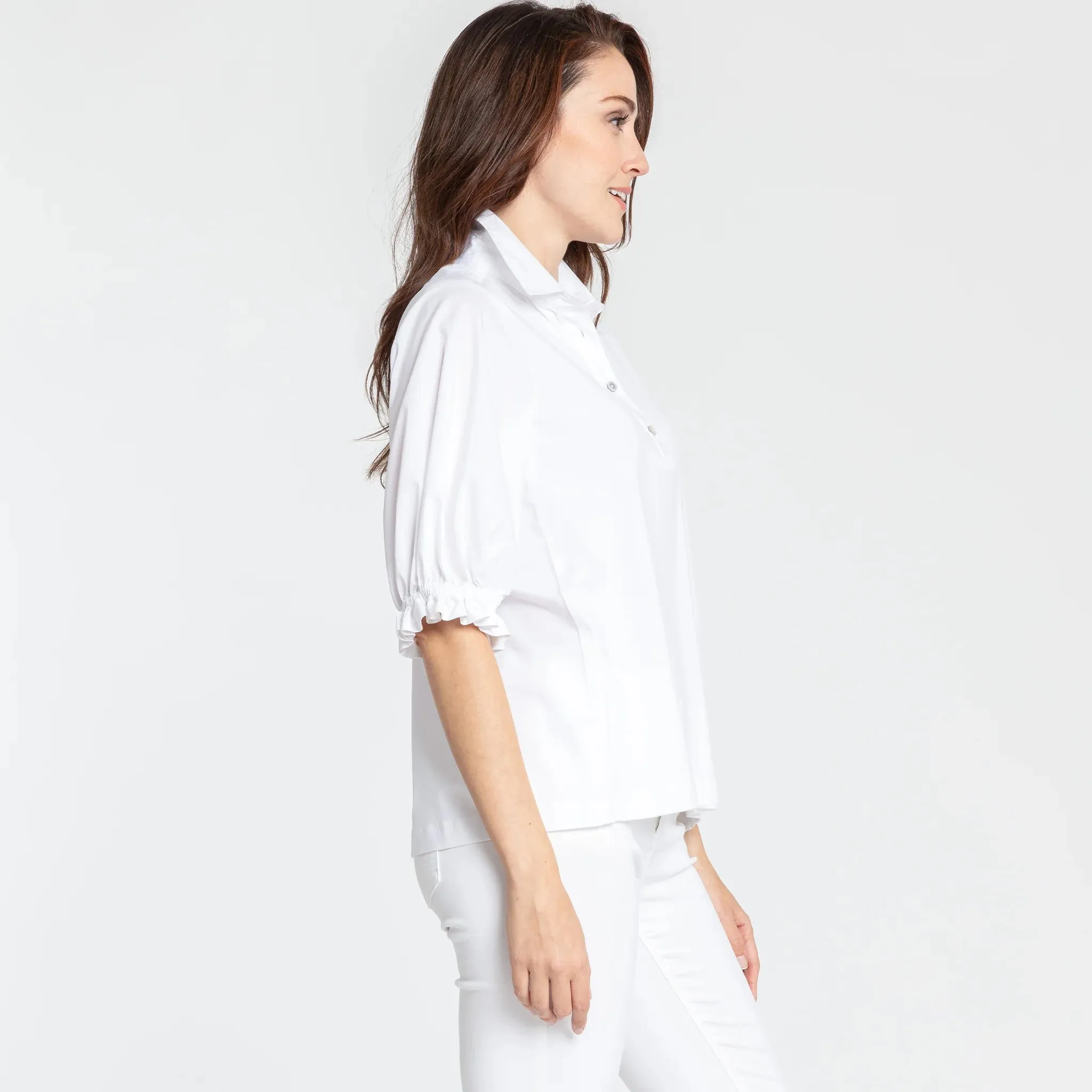 Hinson Wu Monique Woven/Knit Top - White