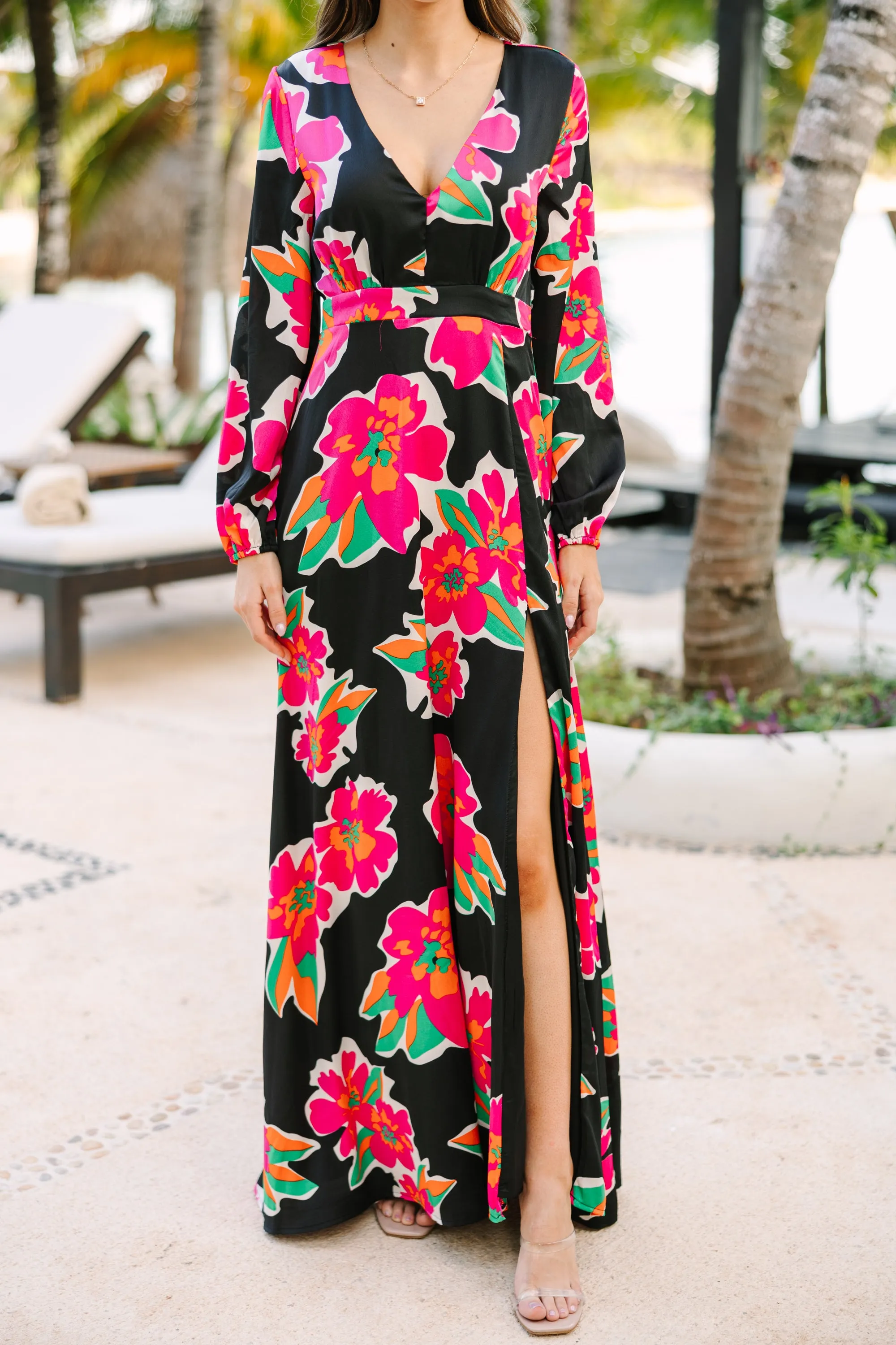 Just Feels Right Black Floral Maxi Dress