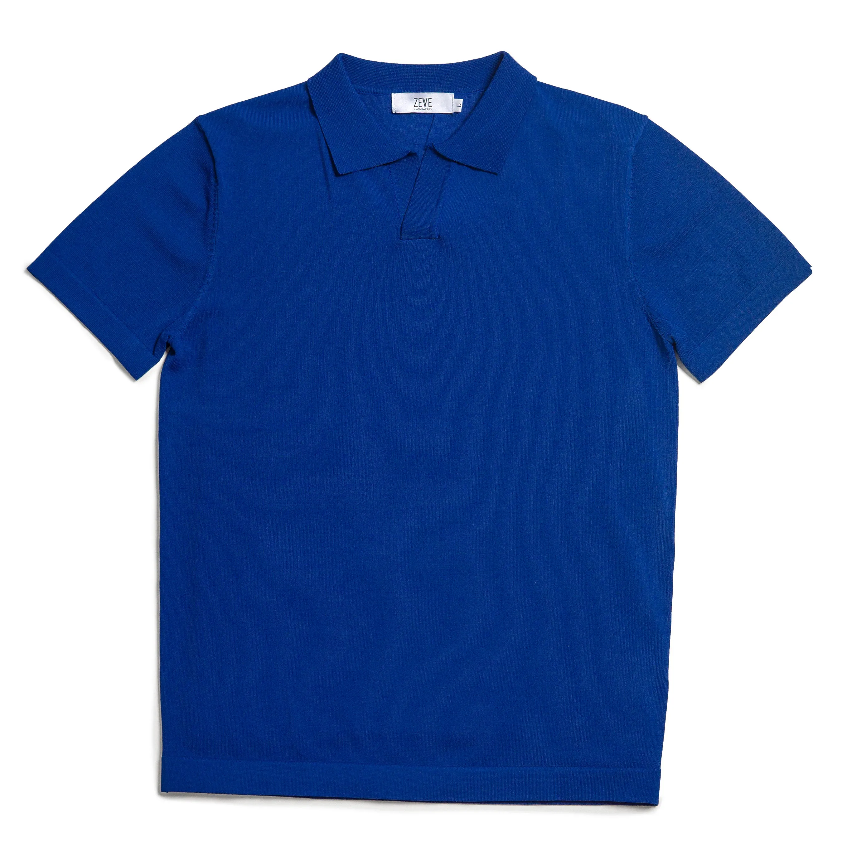 Knit Polo Tee - Royal Blue Open Collar