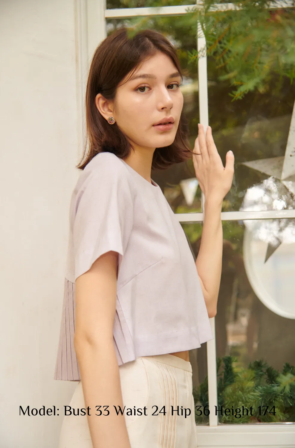 Lavender Bamboo Pleat Back Blouse- TAKTAI