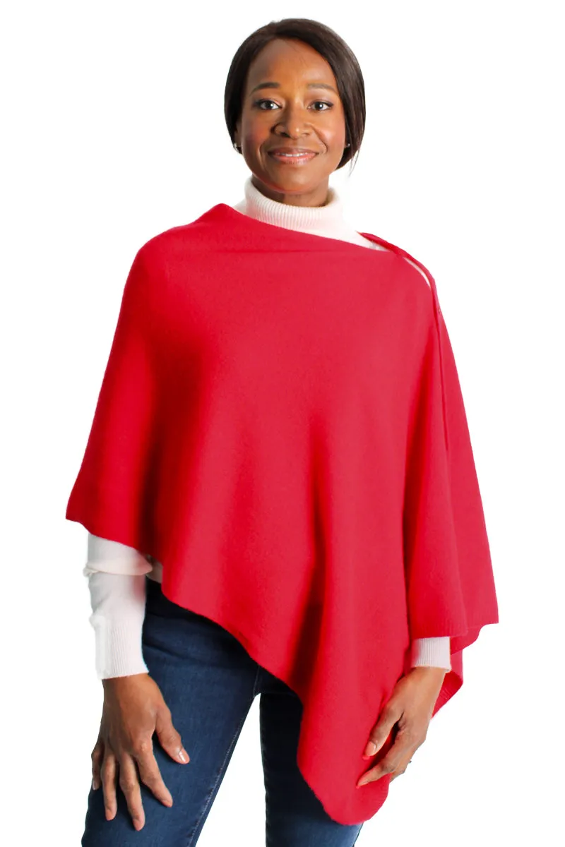 Lemonwood Peony Cashmere Button Poncho (Pink, Sky, Magenta)