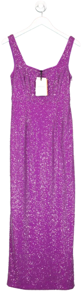 LK Bennett Purple Winter Sequin Maxi Dress UK 10