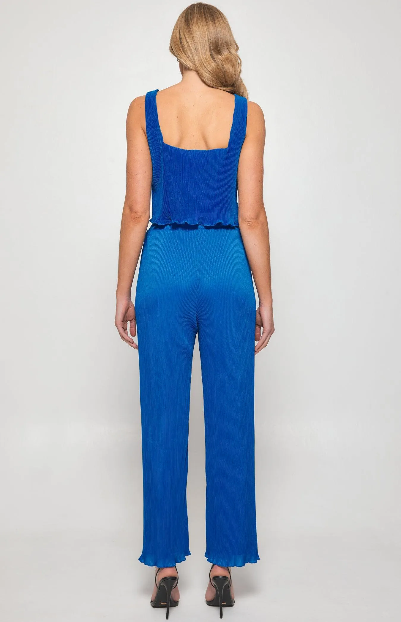 Lovely Plisse Top & Pant Set- Cobalt