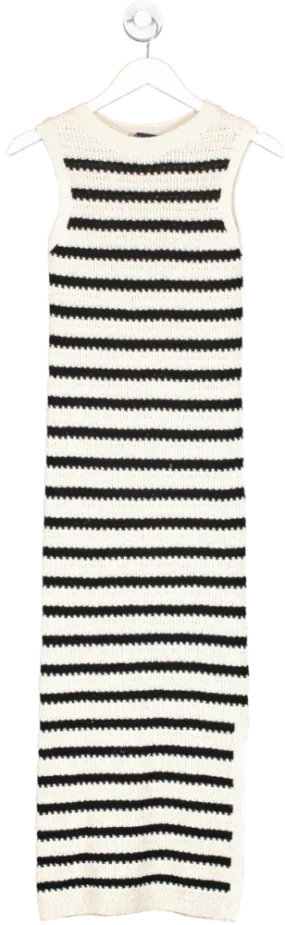 M&S Cream Stripe Knitted Midi Dress UK XS