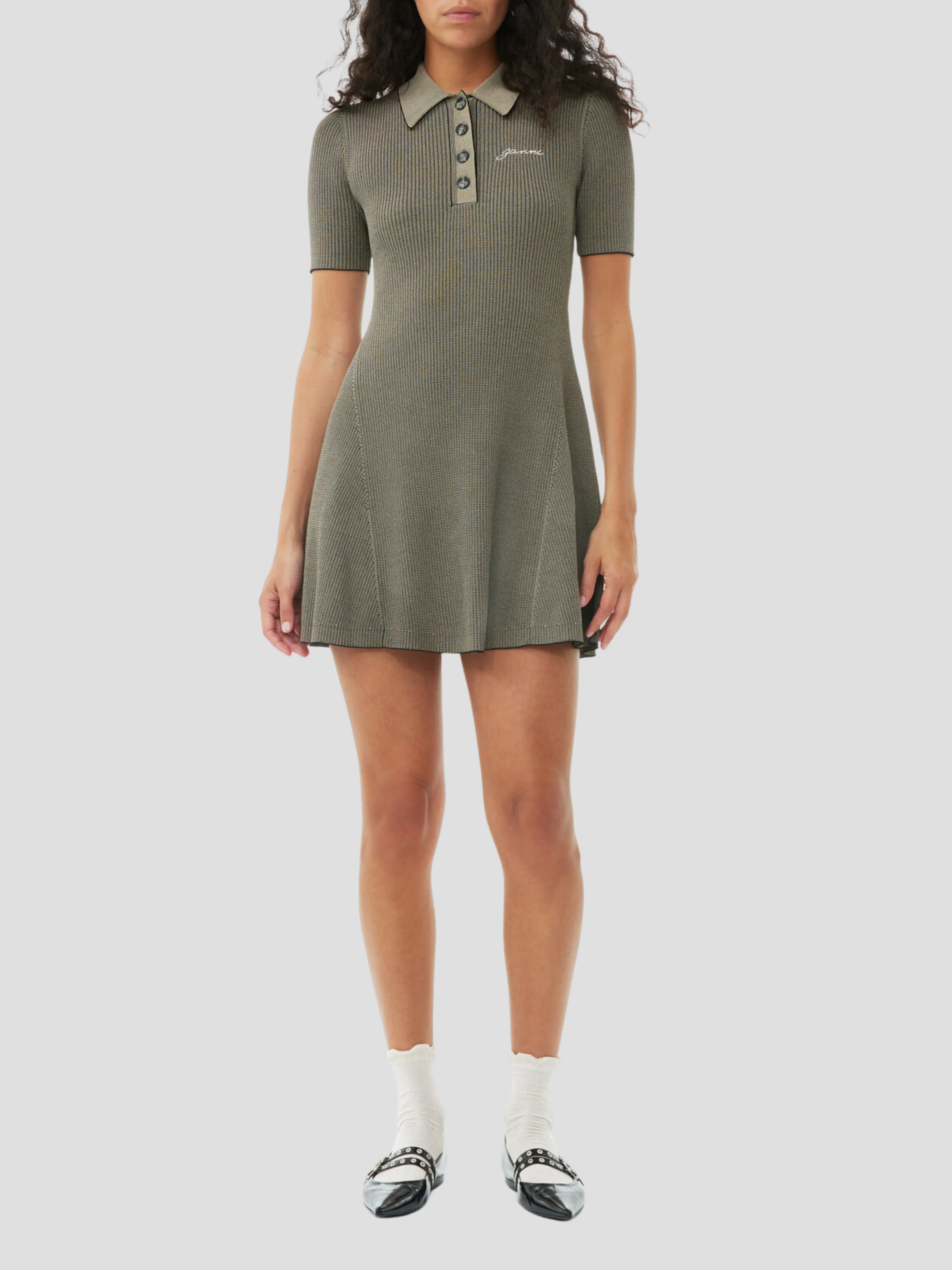 Melange Short Sleeve Knit Mini Dress