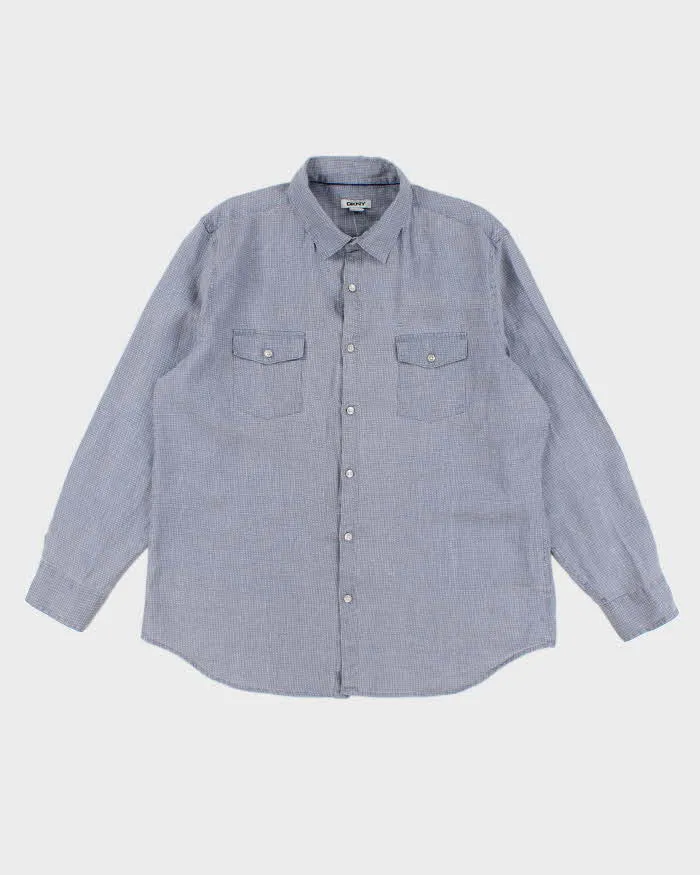 Men's DKNY Blue Checked Button Up Shirt - M