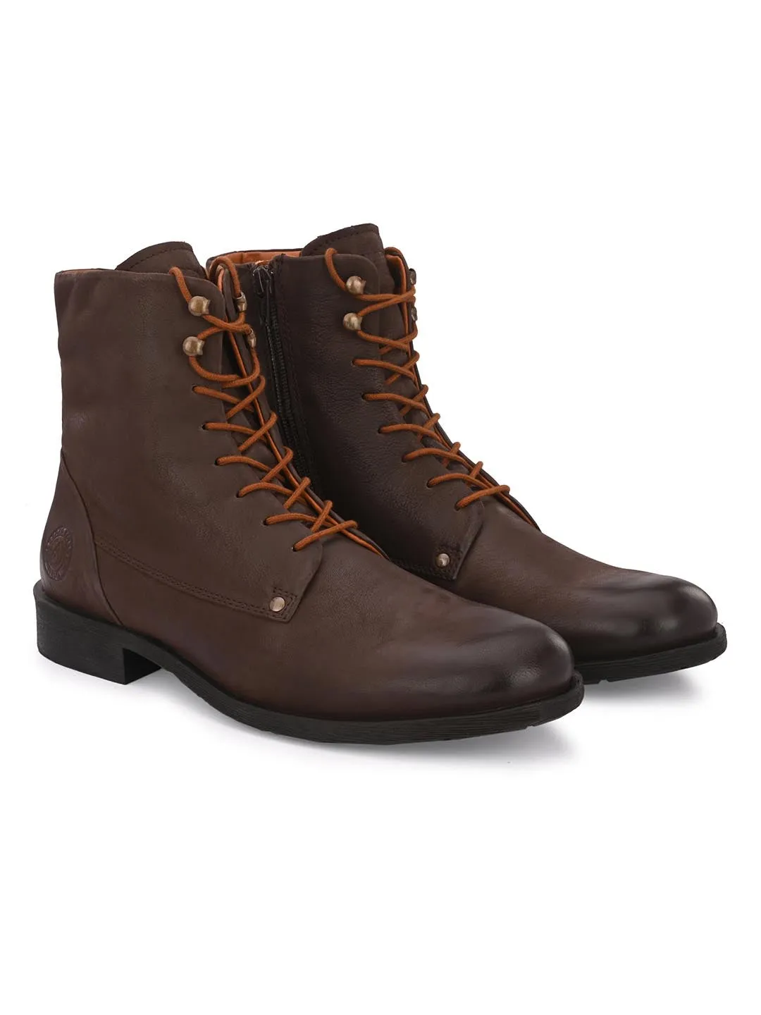 Men'S Leather Party Wear Matt Brown Boots