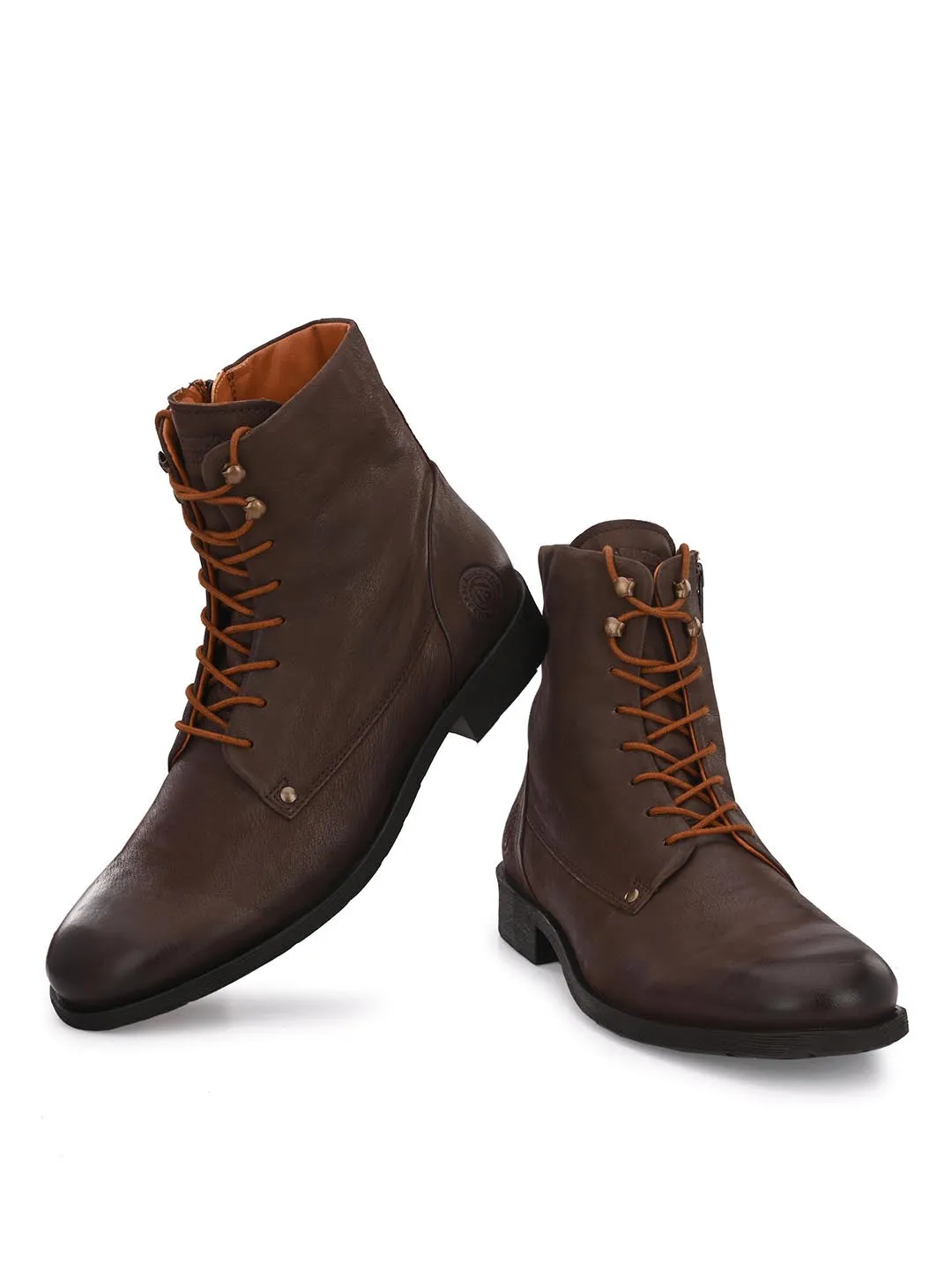 Men'S Leather Party Wear Matt Brown Boots