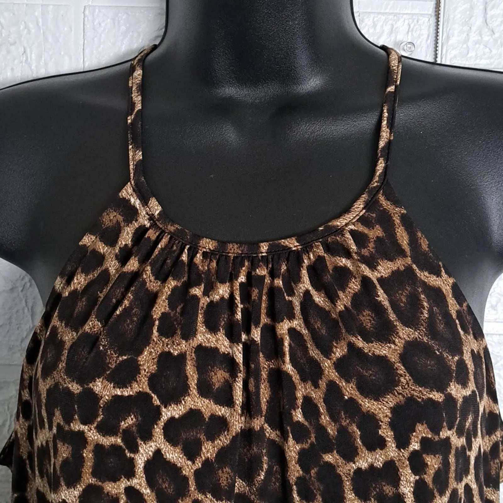 MICHAEL Michael Kors Leopard Print Halter Dress in Caramel Small