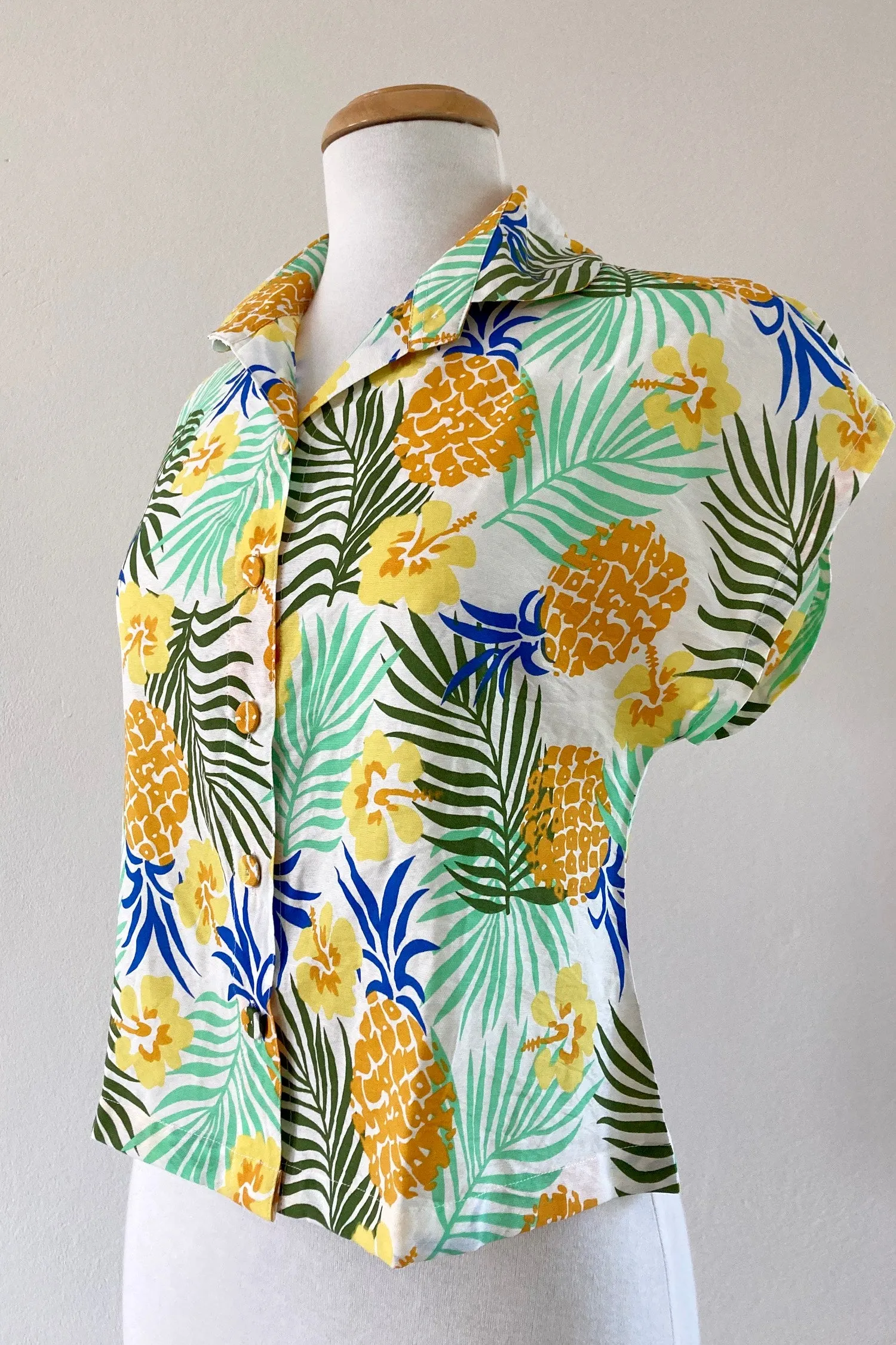 Minki Green & Mustard Tiki Floral Blouse