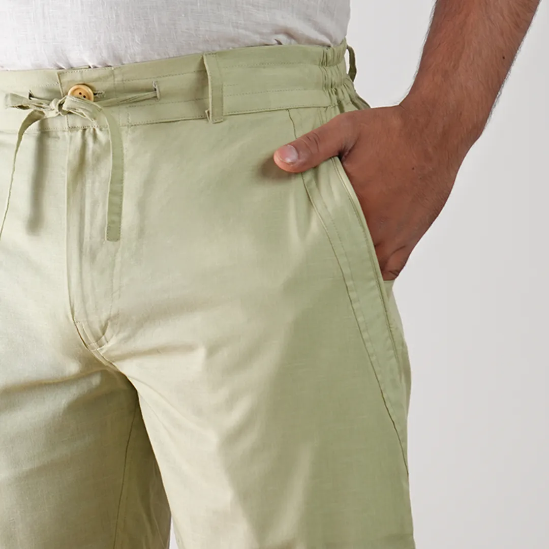 Mint Cotton Linen Shorts