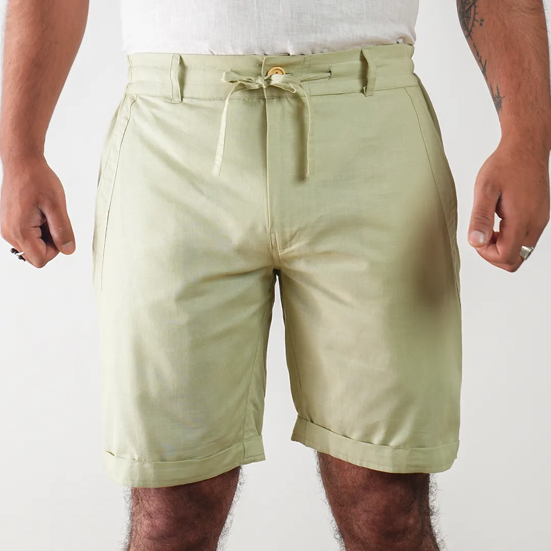 Mint Cotton Linen Shorts