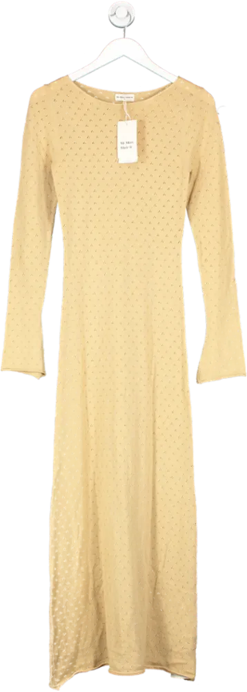 My Mum Made It Nude Pointelle Soft Knit Cotton Maxi Dress UK XS