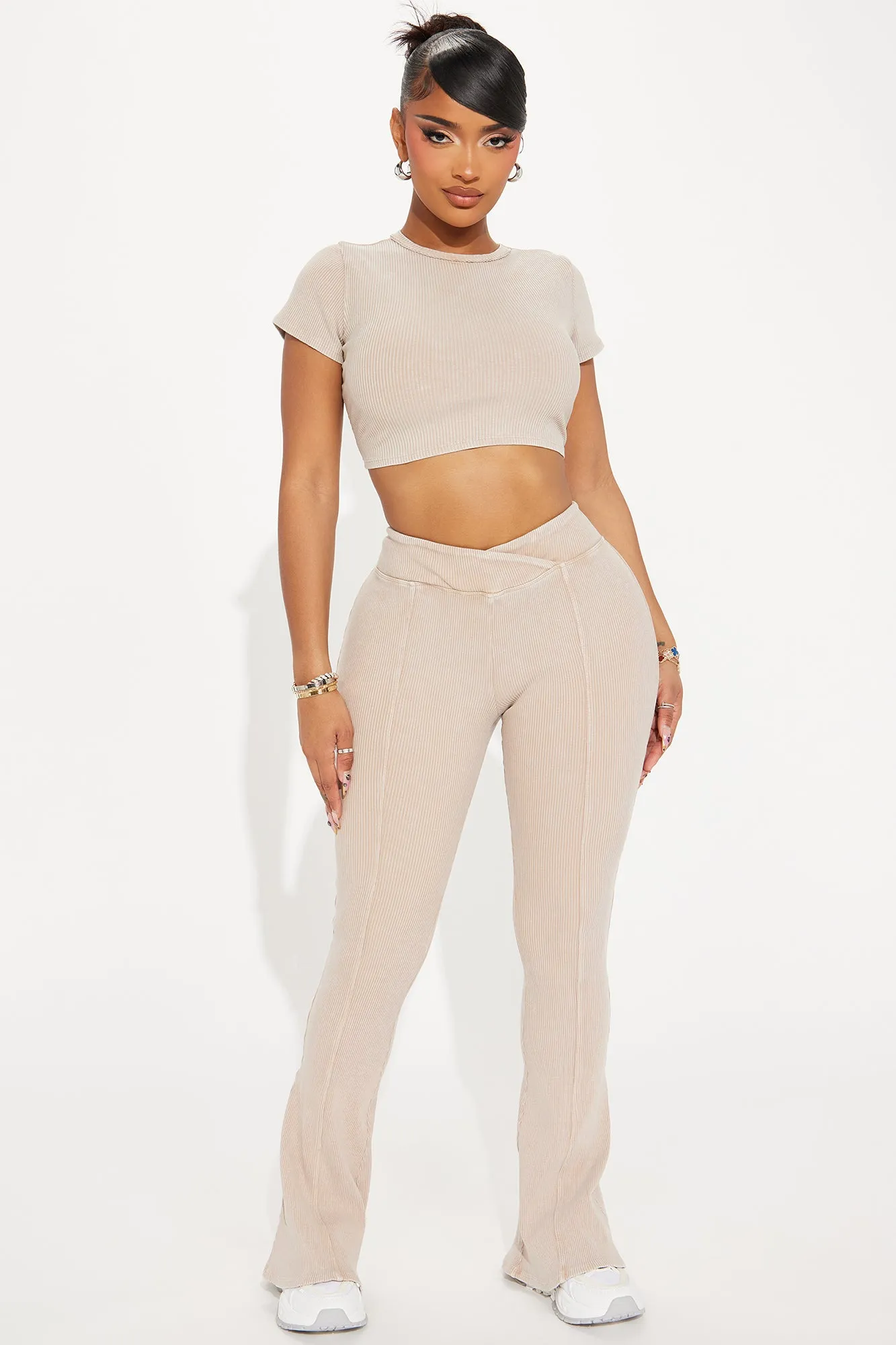 Mya Mineral Wash Pant Set - Taupe