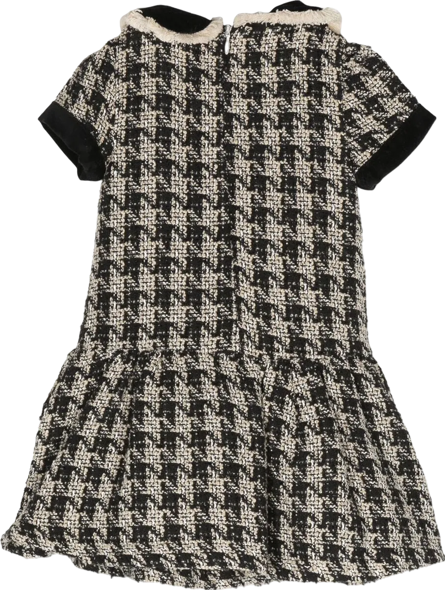 Patachou Black Houndstooth Tweed Dress With Pearl Buttons Bnwt 5 Years