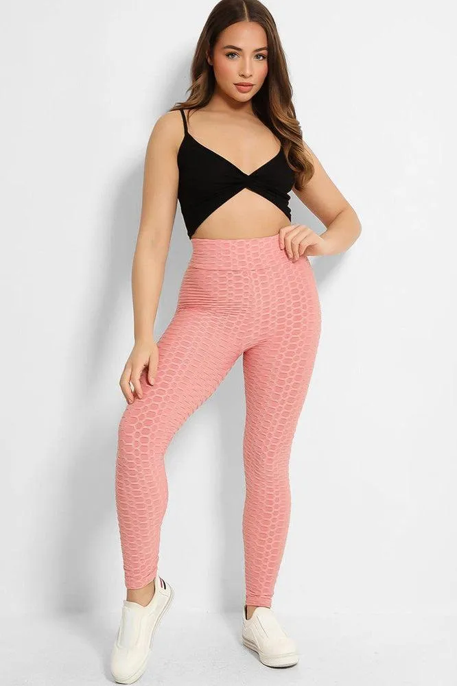 Pink High Waisted Anti-Cellulite Leggings