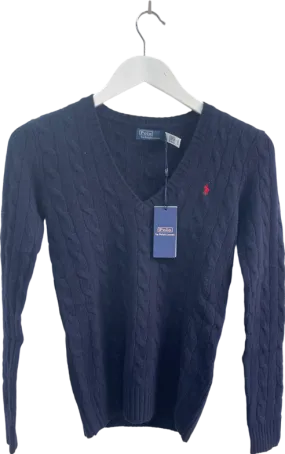 Polo Ralph Lauren Navy Blue Cashmere Blend Kimberly Jumper BNWT UK XS