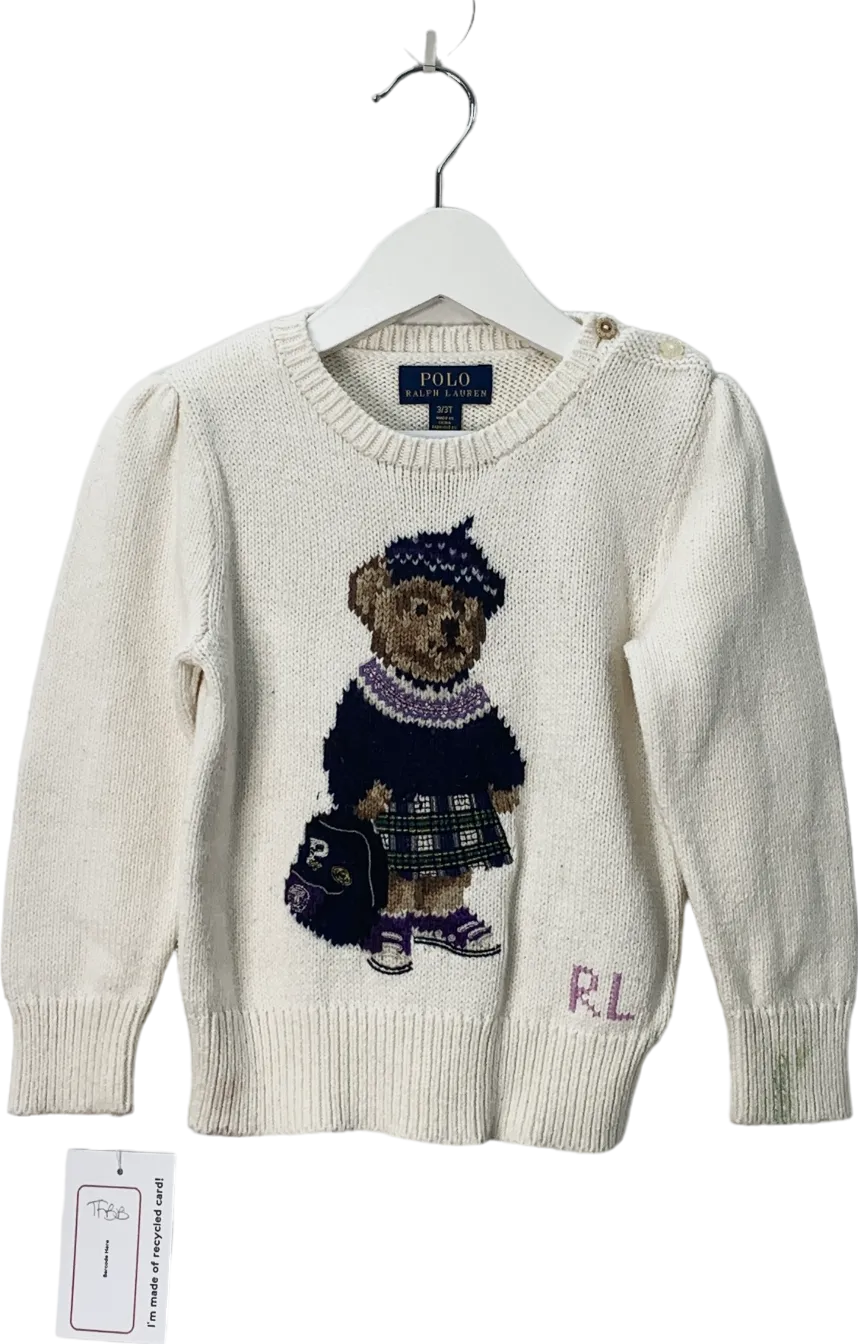 Polo Ralph Lauren White Polo Bear Jumper 3 Years