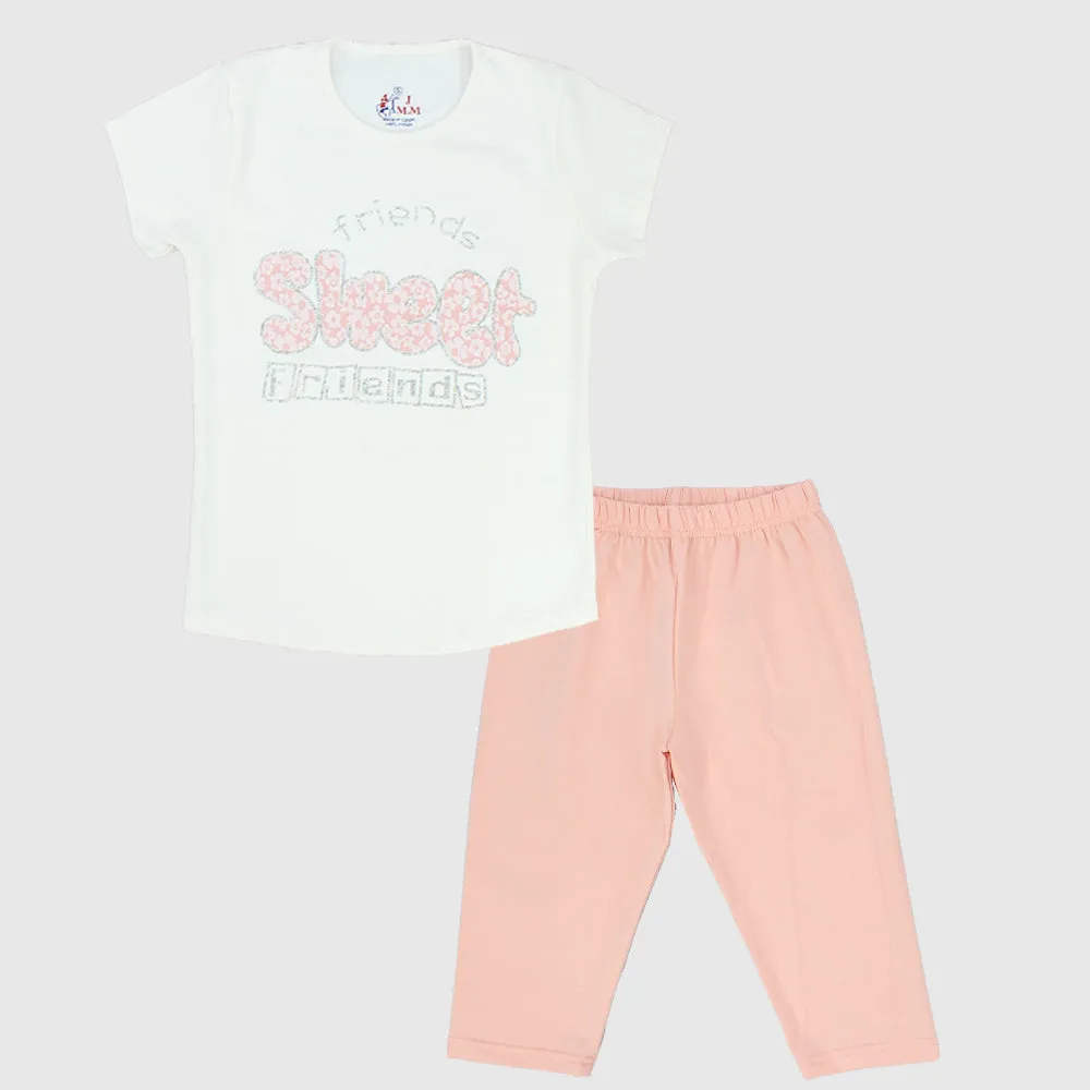 "Sweet Friends" Short-Sleeved Pajama