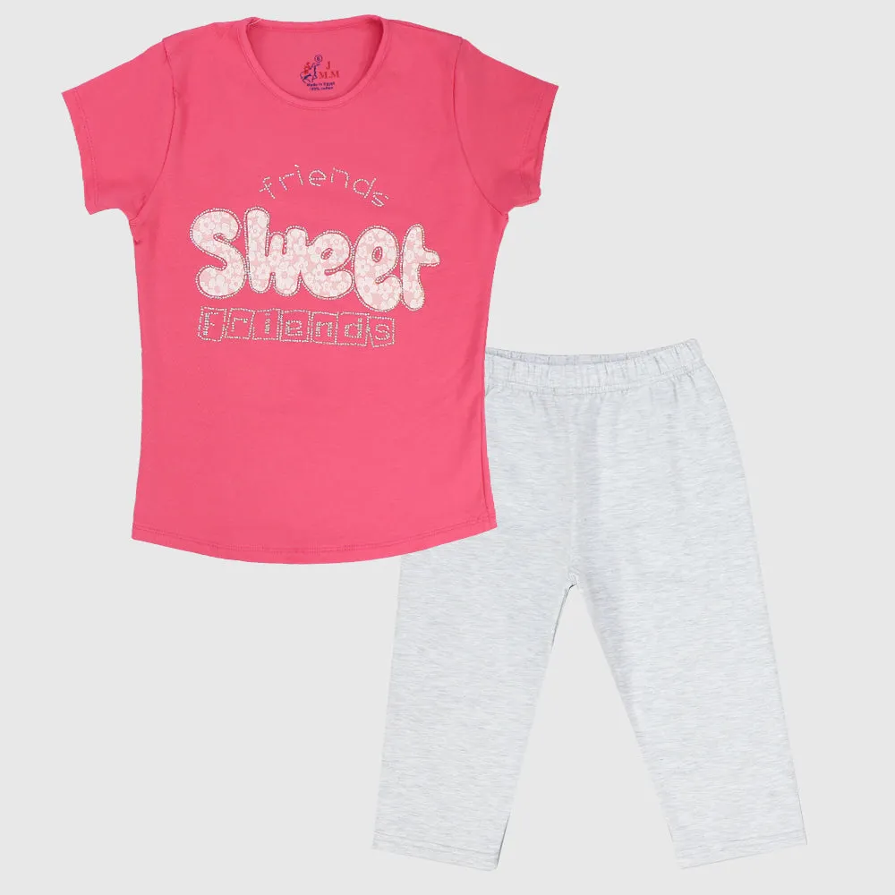 "Sweet Friends" Short-Sleeved Pajama