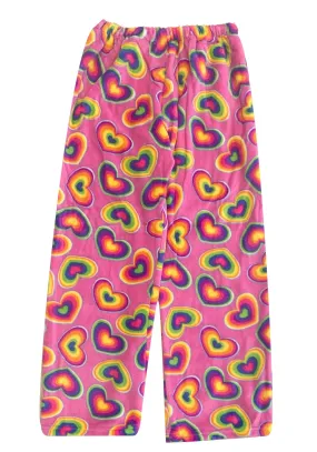 Rainbow Hearts Fuzzy Pants- Girls