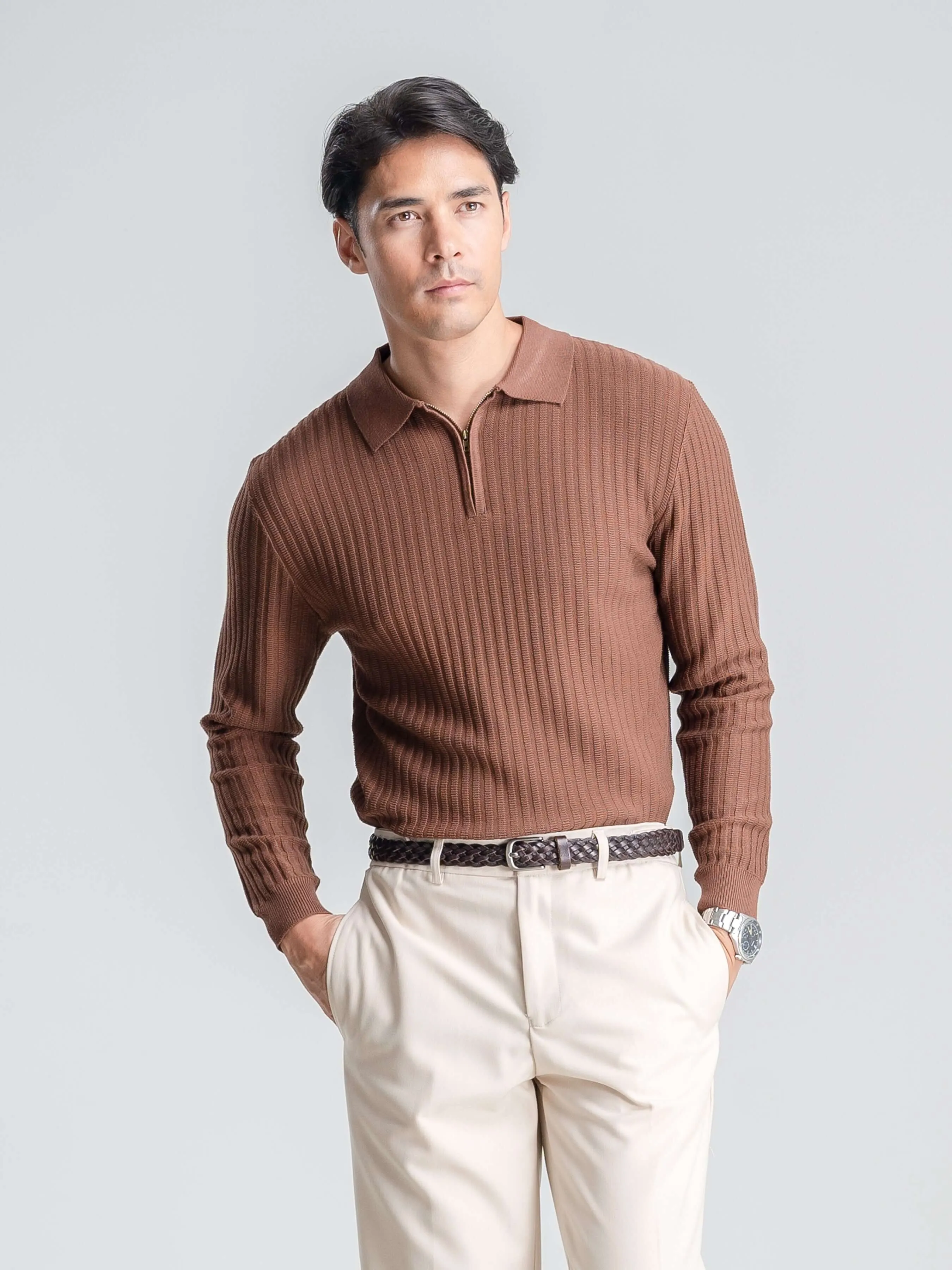 Raoul Knit - Latte Quarter-Zip