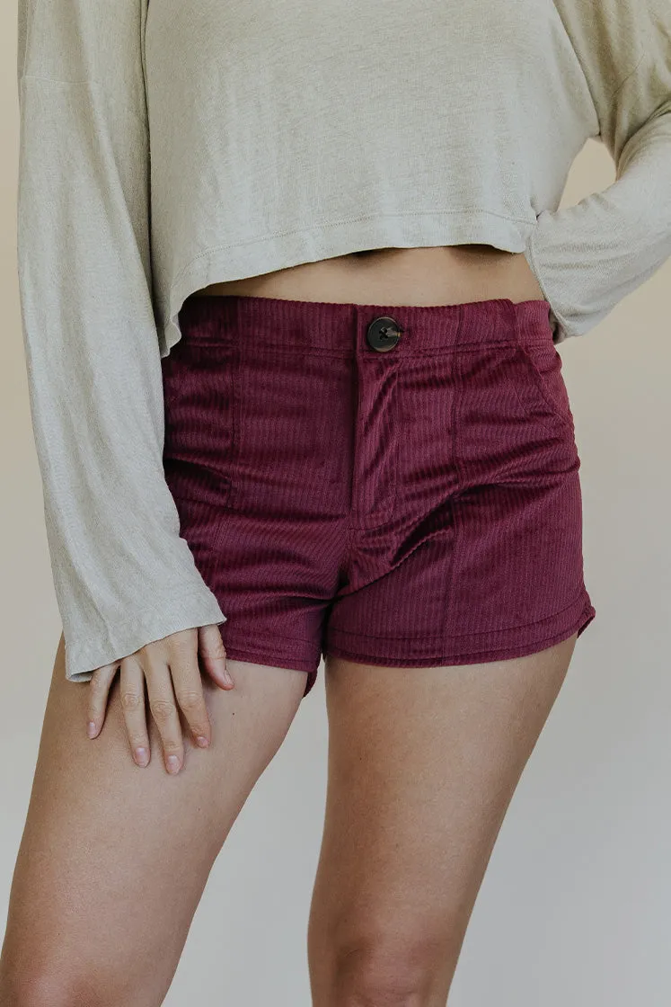 Retro Pocket Shorts - Merlot Corduroy