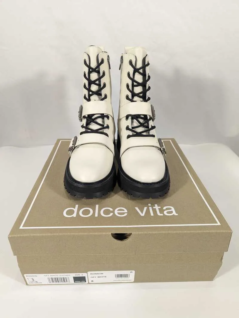 RONSON BOOTS OFF WHITE LEATHER - re:vita