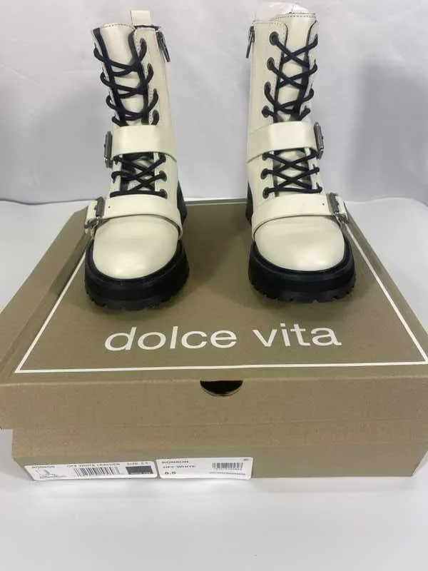 RONSON BOOTS OFF WHITE LEATHER - re:vita