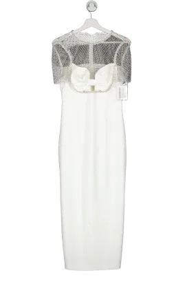 Self-Portrait White Diamante Crepe Midi Dress BNWT UK 6