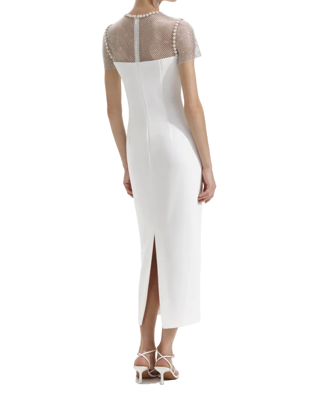 Self-Portrait White Diamante Crepe Midi Dress BNWT UK 6