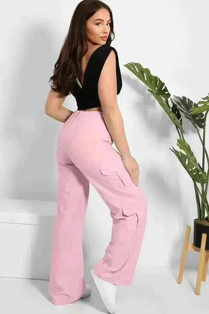 Skinny Fit Wide Leg Cargo Trousers