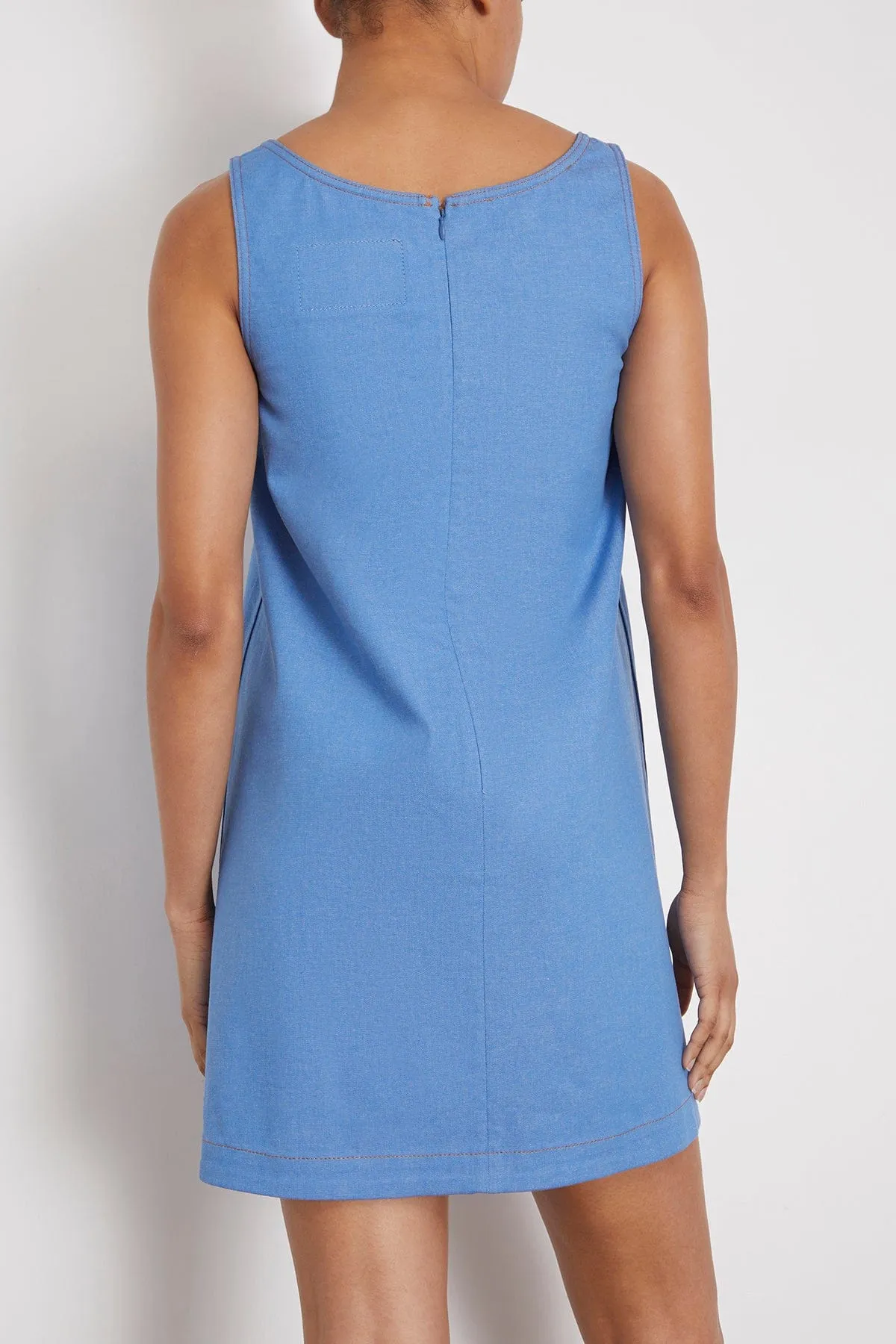 Sleeveless Denim Shift Dress in Azure