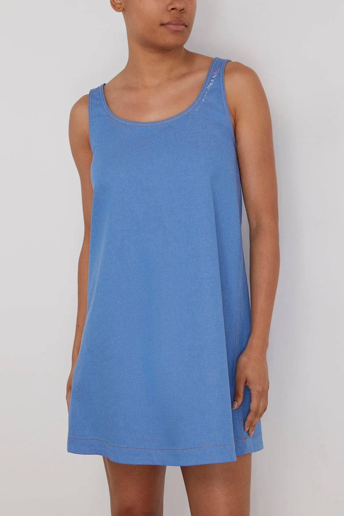 Sleeveless Denim Shift Dress in Azure