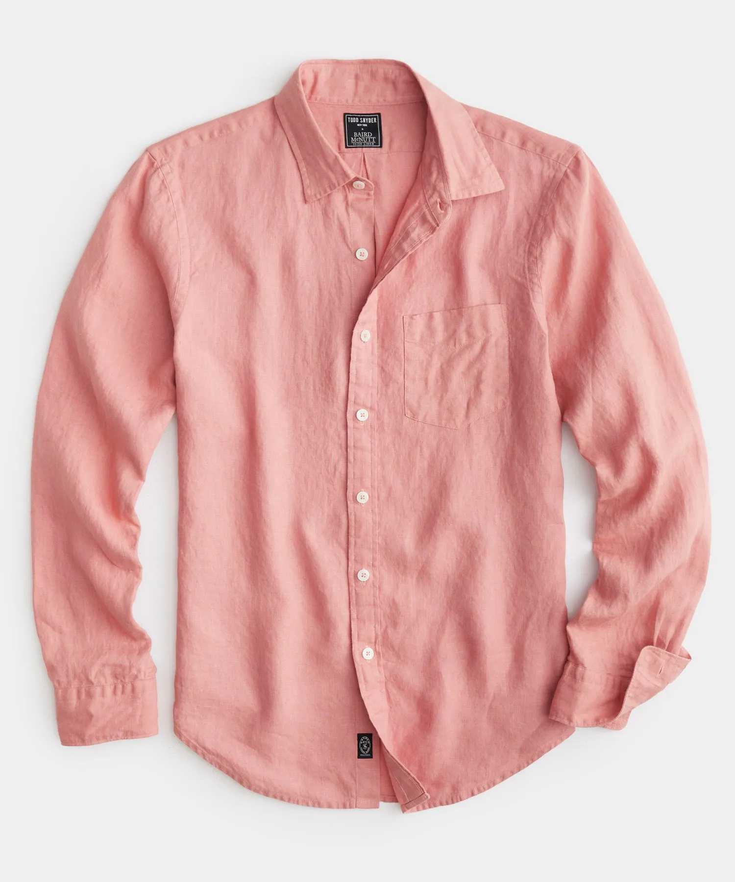 Slim Fit Sea Soft Irish Linen Shirt in Dark Coral