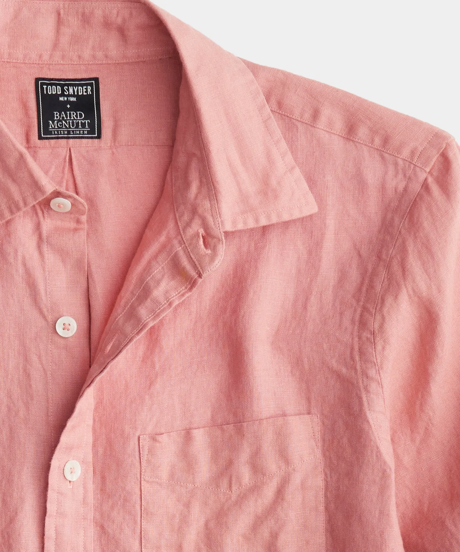 Slim Fit Sea Soft Irish Linen Shirt in Dark Coral