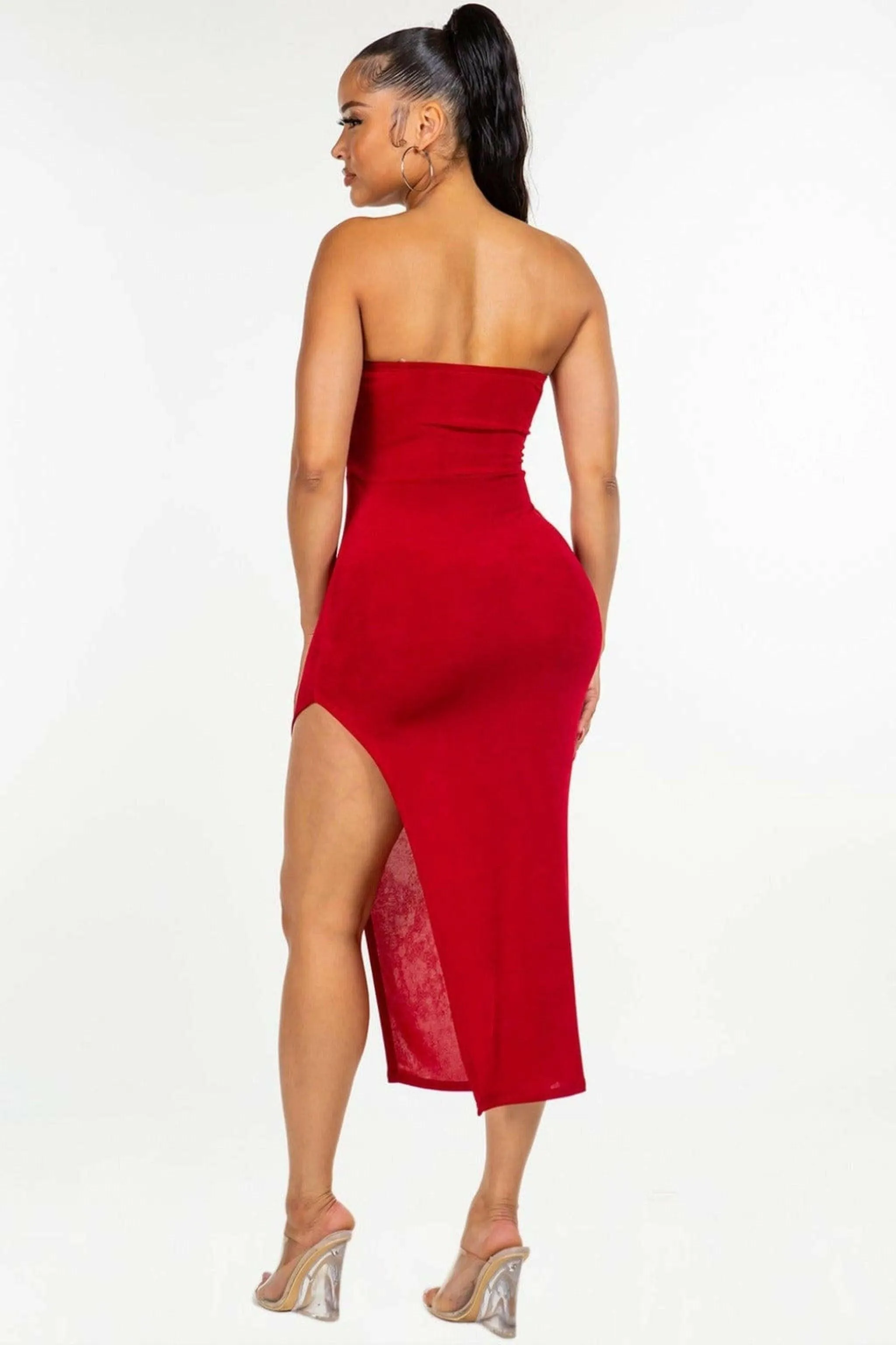 Slinky Invisible Strap Midi Dress