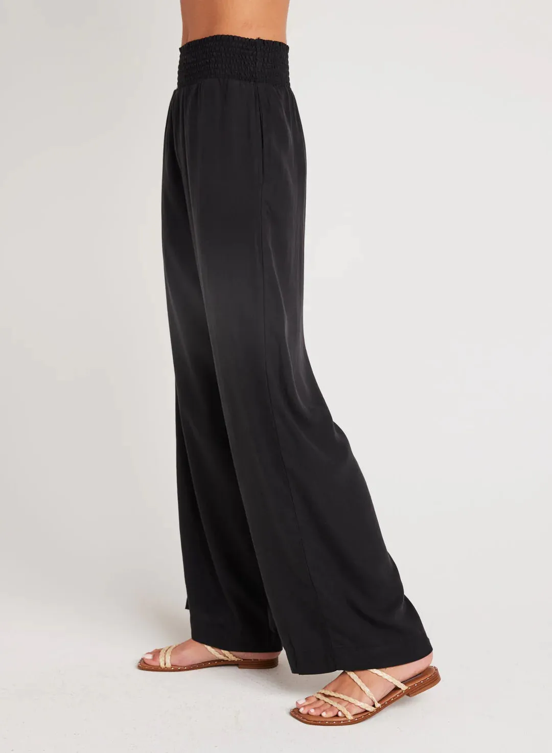 SMOCKED WAIST WIDE LEG PANT (VINTAGE BLACK) - BELLA DAHL