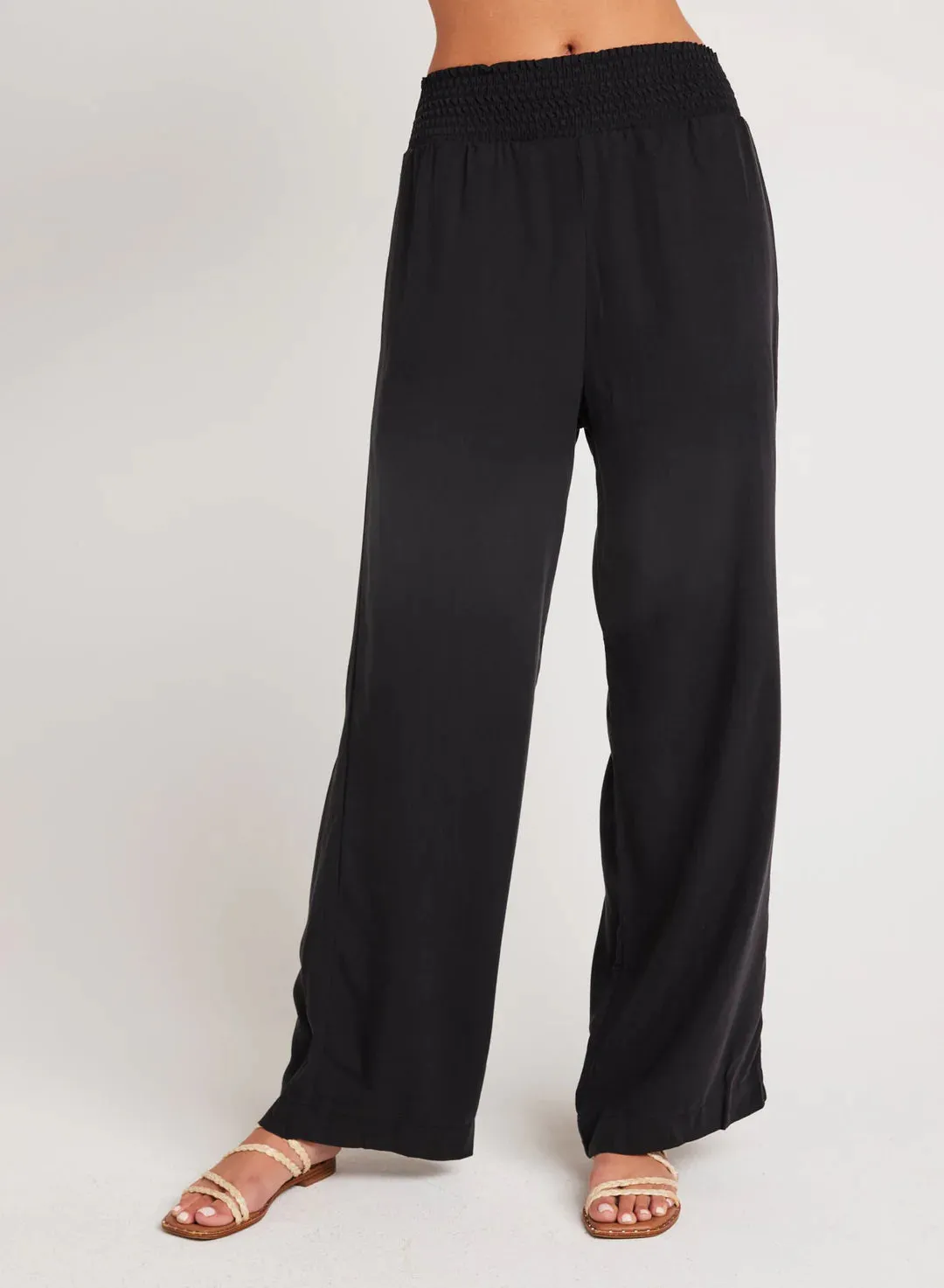 SMOCKED WAIST WIDE LEG PANT (VINTAGE BLACK) - BELLA DAHL