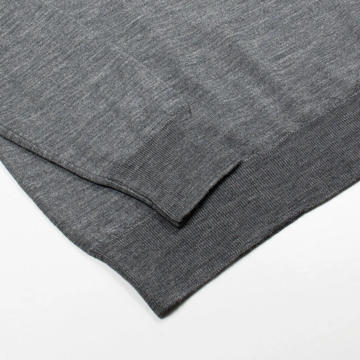 Sunspel - Long Sleeve Merino Polo - Mid Grey Melange