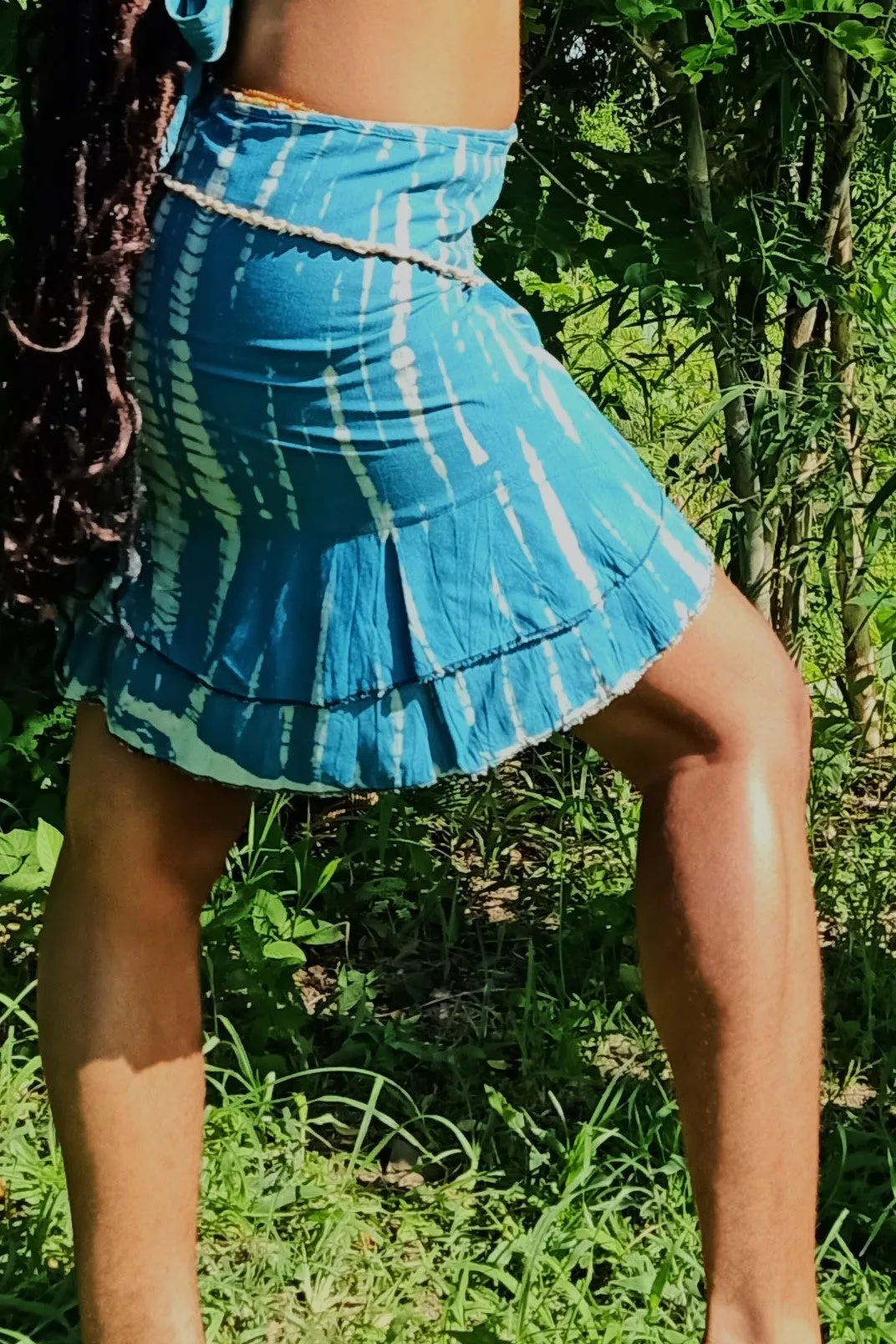 Teal Tie Dye Wrap Skirt