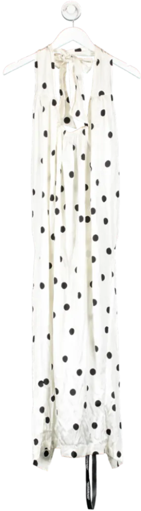 The Summer Edit White Sienna Polka Dot Silk Bandeau Dress UK 10