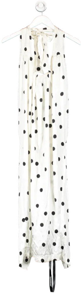 The Summer Edit White Sienna Polka Dot Silk Bandeau Dress UK 10