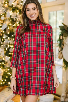 This Is It Red Tartan Plaid Swing Dress