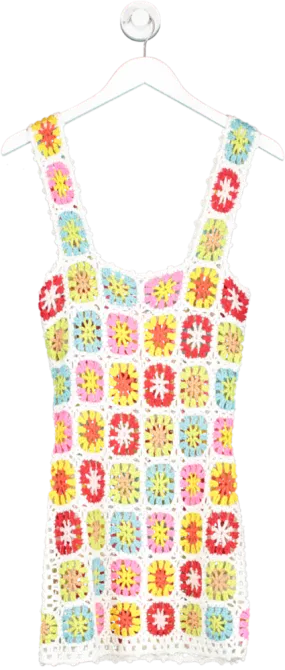 Tobi Multicoloured Crochet Mini Dress UK S