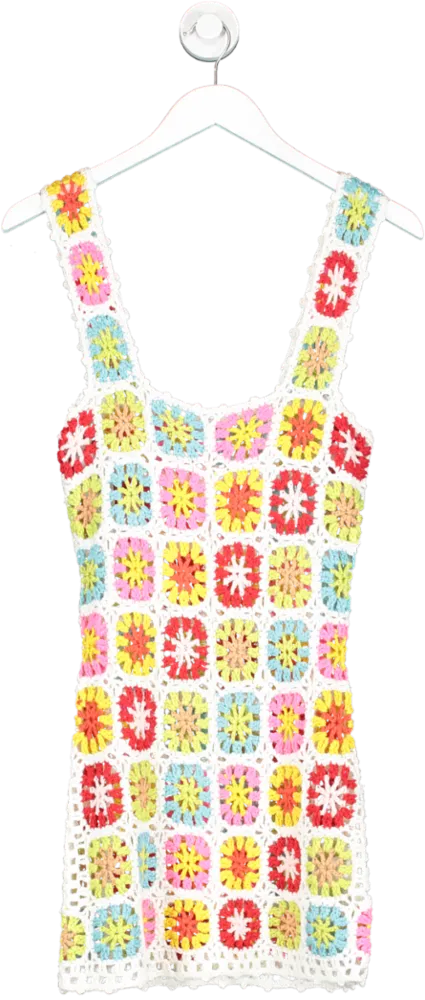 Tobi Multicoloured Crochet Mini Dress UK S