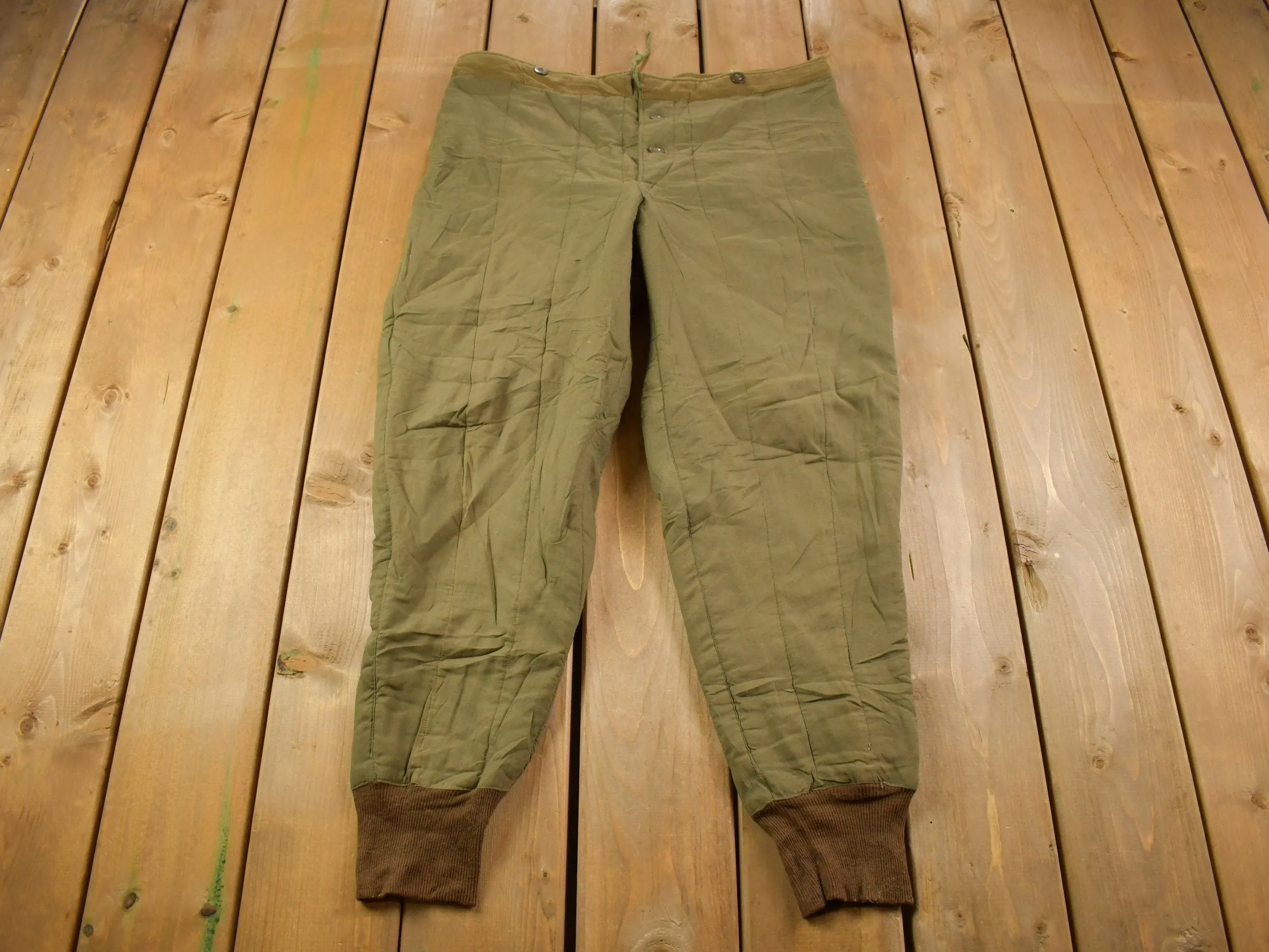 True Vintage 1960s Military Liner Pants Size 39 x 28 / Button Fly / Army Pants / Military Pant's / Vintage Military Pants