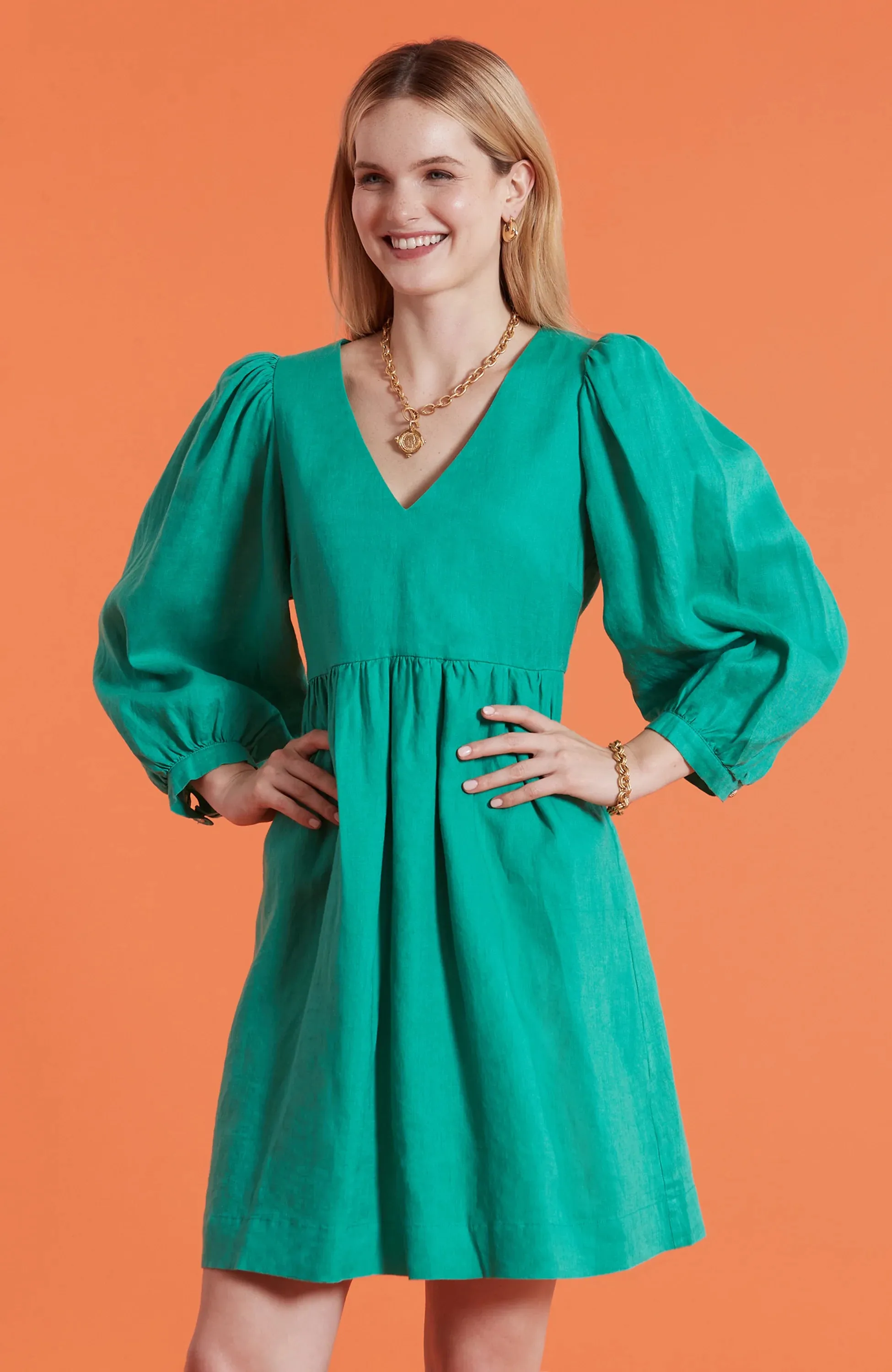 Tyler Boe Eva Linen Dress - Parakeet